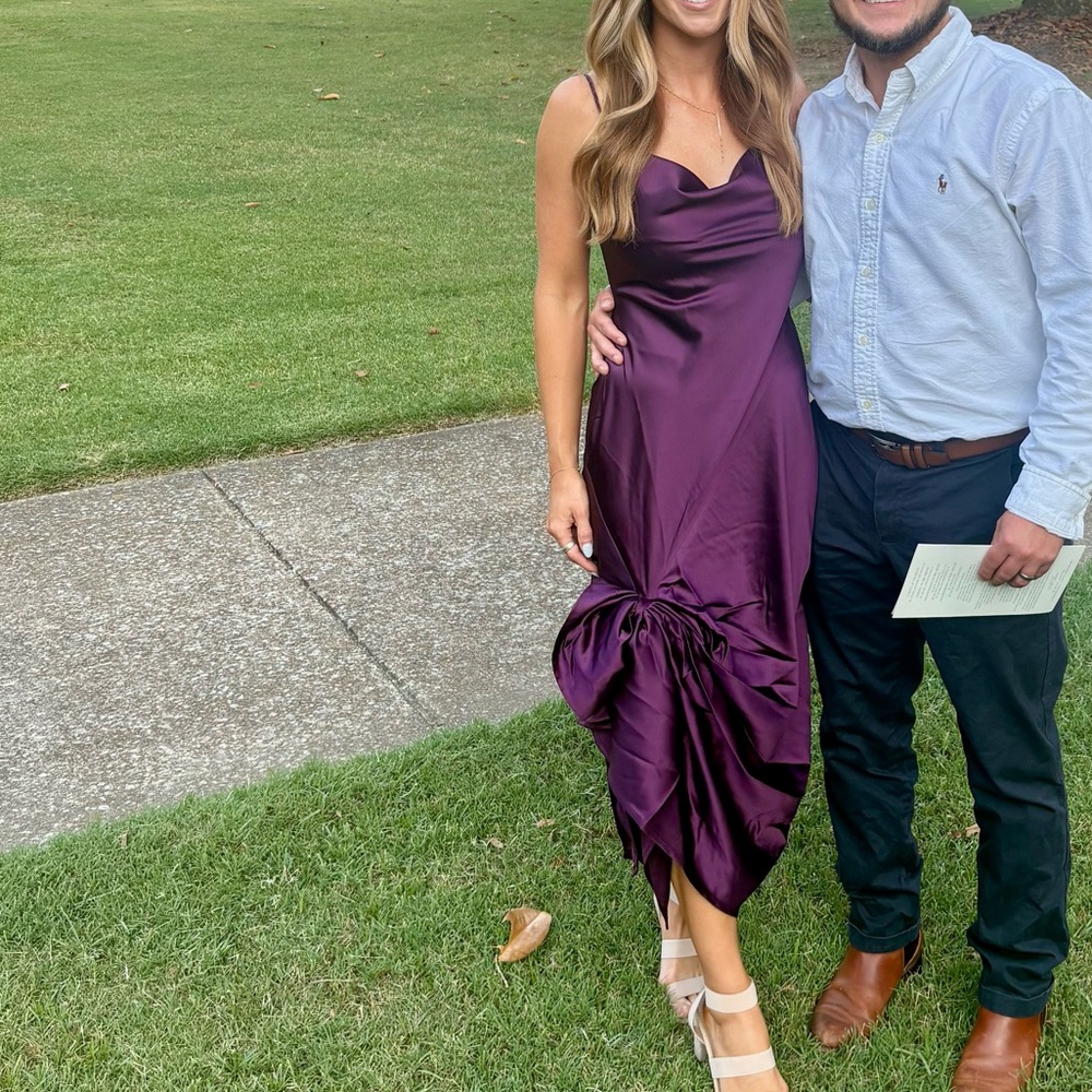 Chic Satin Gown in Deep Purple